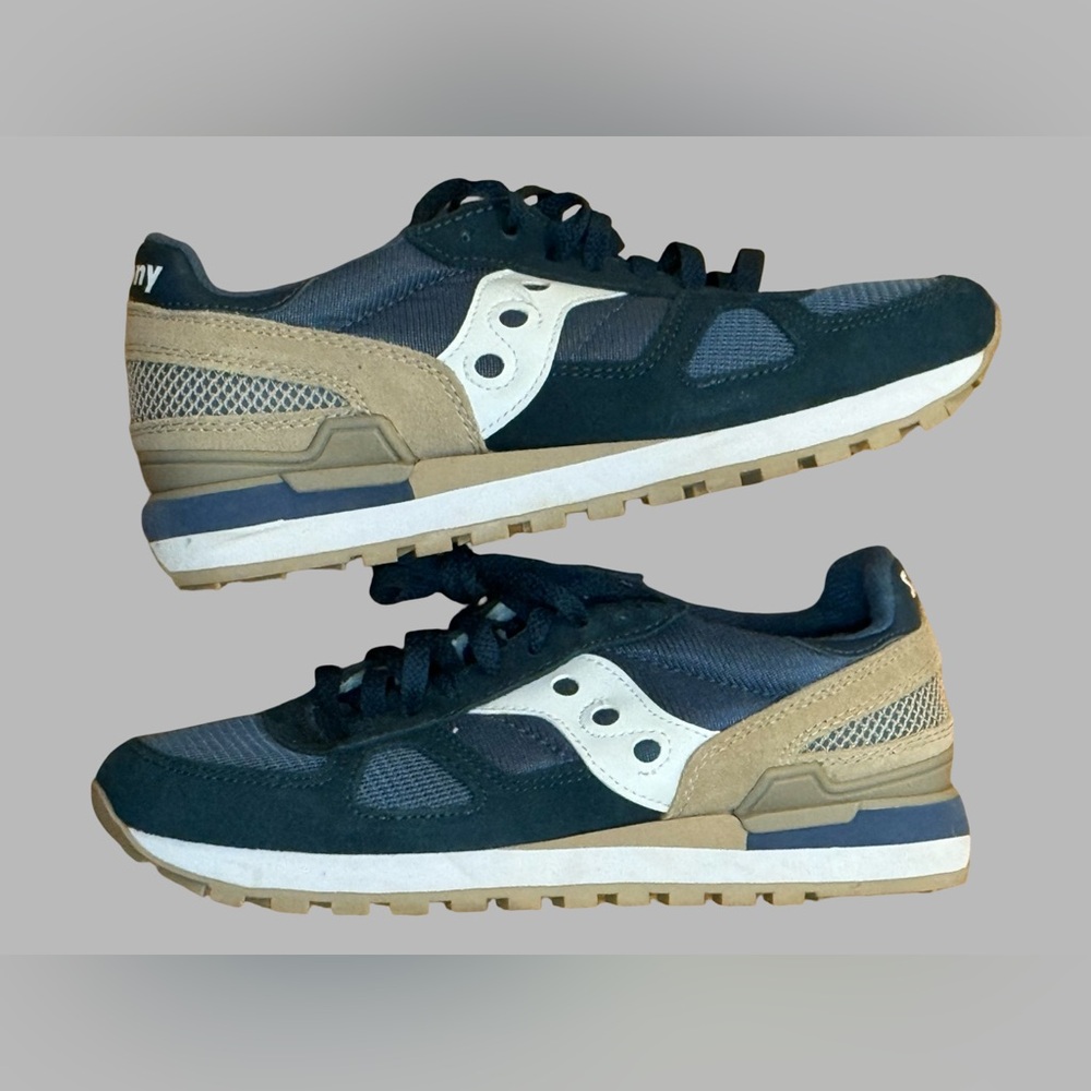 SAUCONY Shadow Original Navy Sand Men’s Size 7 - Picture 7 of 9